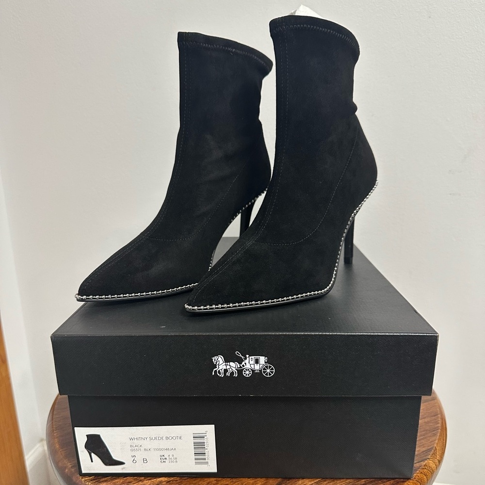 Coach Sleek Black Whitney Suede Bootie